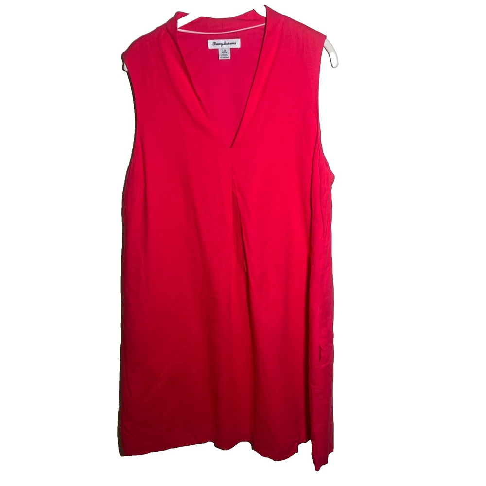 Tommy Bahama Women's Hot Pink Linen Blend Sleeveless V-Neck Size L Pockets